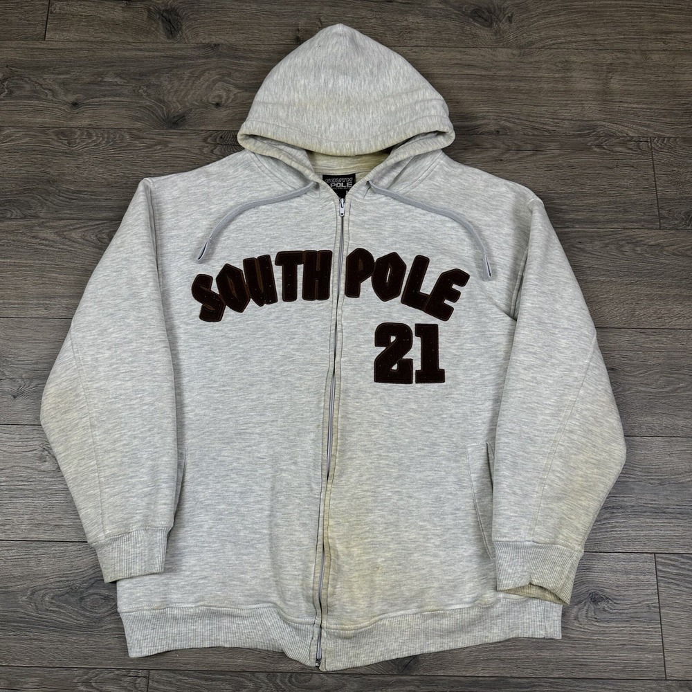 Vintage Y2K Southpole‎ Sweatshirt Adult M Gray Full Zip Hoodie Grunge Skater